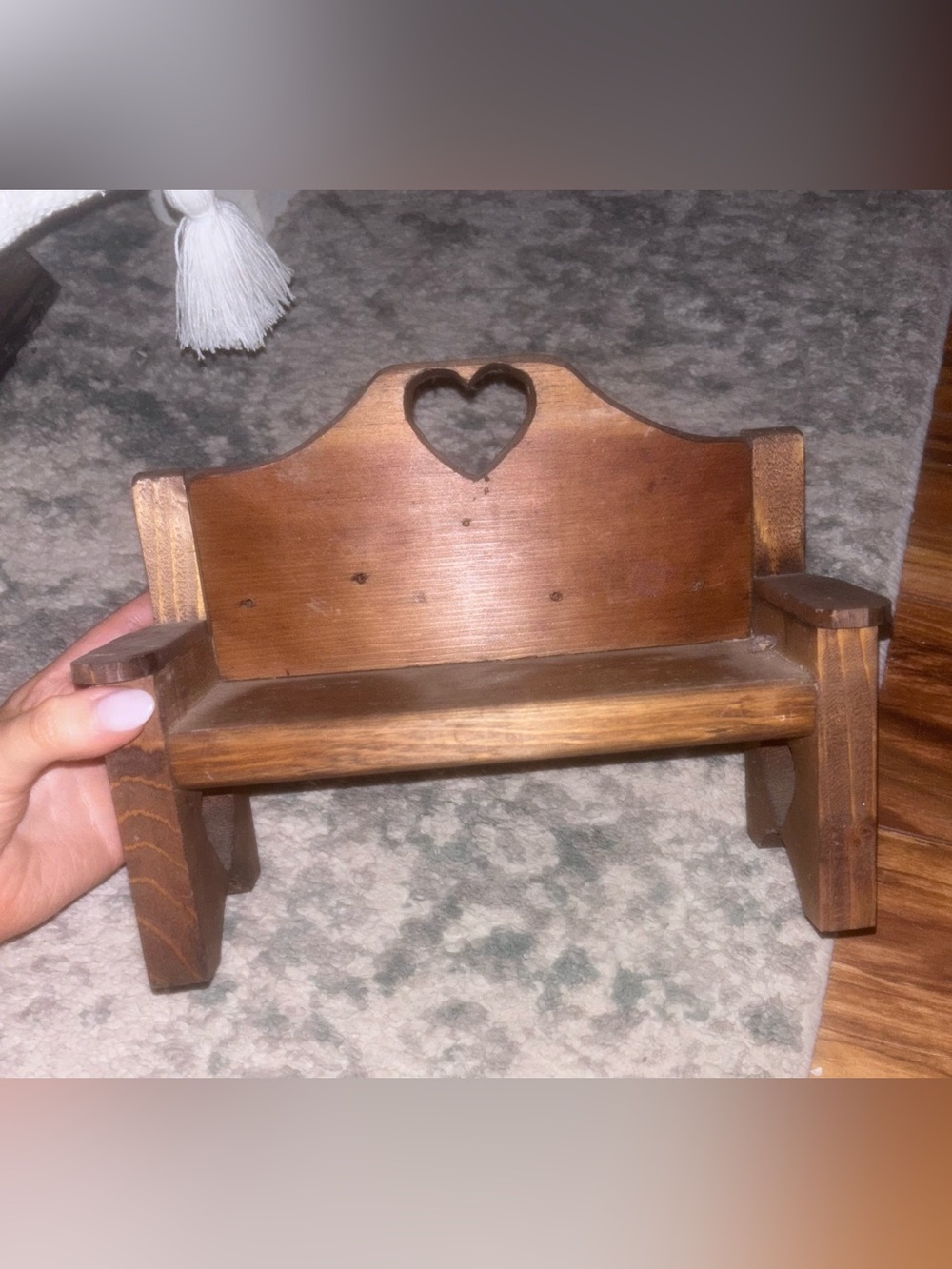 Vintage Wooden Heart Bench Shelf